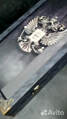 Нарды под стеклом «Золотой Герб России» в подарок