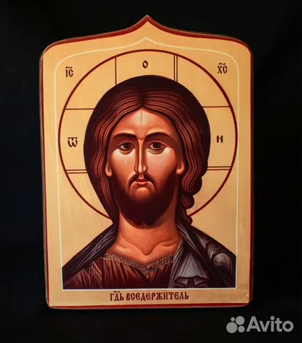 На память: Икона "Господь Вседержитель" дерево, ручная работа