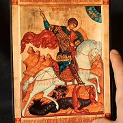 Подарочная икона авторская " Георгий Победоносец" — фотография 1