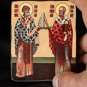 Иконка "Св. Николая и Спиридона" Дорожная — необычный подарок — фотография 1