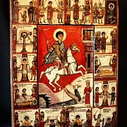 Икона Чудо Георгия о змие (с клеймами) — оригинальный подарок — фотография 1