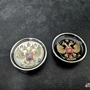Подарочный комплект стальных фишек для нард «Герб России» — фотография 3