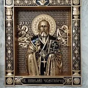 Резная Икона Св. Николай Чудотворец — оригинальный подарок — фотография 8