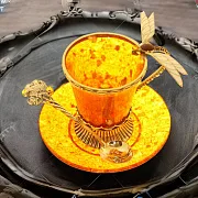 Кофейная чашка «Стрекоза» из янтаря с ложкой — необычный подарок — фотография 1