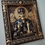 Резная Икона из дерева. Святой Николай Чудотворец — оригинальный подарок — фотография 4