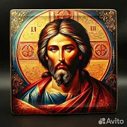 Икона "Христос Вседержитель" дерево, ручная работа — оригинальный подарок — фотография 4