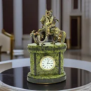 Каминные часы «Георгий Победоносец» на змеевике, 270 мм — необычный подарок — фотография 1