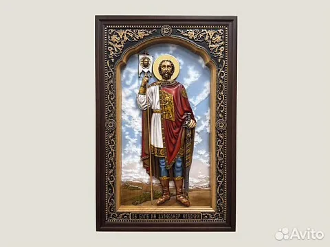 Икона резная из дерева Святой Александр Невский — красивый подарок