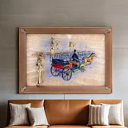 Ручная работа: Бронзовая картина «Связь времён. Девушка с зонтиком» с росписью и подсветкой — фотография 1