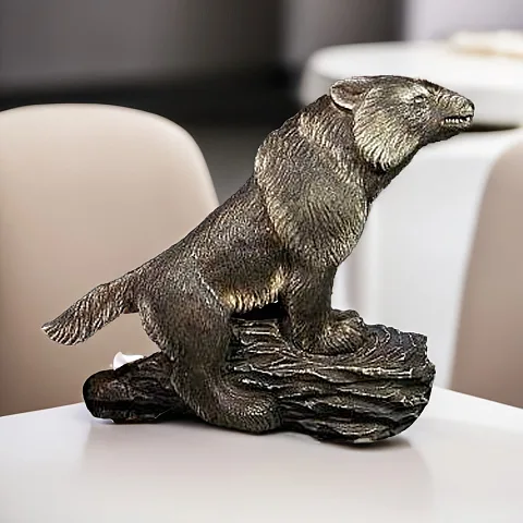 Подарочная каменная скульптура «Волк» из кальцита