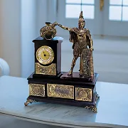 Каминные часы «Цезарь» из долерита и яшмы — красивый подарок — фотография 1