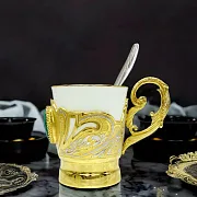 Кофейная чашка "Малахитовая". Златоуст — оригинальный подарок — фотография 1