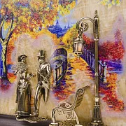 Картина «Вечерняя прогулка. Мост» на ониксе с подсветкой — оригинальный подарок — фотография 2