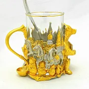 Подарочный подстаканник для чая «Народный мишка» из бронзы — фотография 4