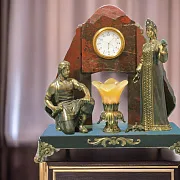 Часы «Каменный цветок» с яшмой, долеритом и селенитом — красивый подарок — фотография 1