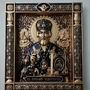 Резная Икона из дерева. Святой Николай Чудотворец — оригинальный подарок — фотография 7