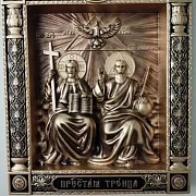 Резная икона Пресвятая Троица (Новозаветная) — оригинальный подарок — фотография 8