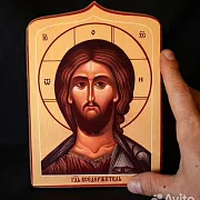 На память: Икона "Господь Вседержитель" дерево, ручная работа — фотография 2