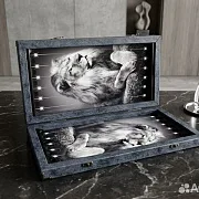 Нарды под стеклом «Царь зверей» — необычный подарок — фотография 4