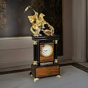 Интерьерные часы «Георгий Победоносец» из тигрового глаза — оригинальный подарок — фотография 1