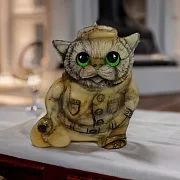 Ручная работа: Скульптура «Кот с мешком» из камня — фотография 1