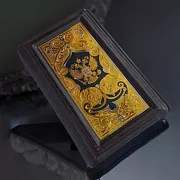 Кожаная настольная визитница с гравюрой. Златоуст — оригинальный подарок — фотография 1