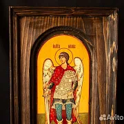 Икона "Архангел Михаил" в деревянной раме — красивый подарок — фотография 2